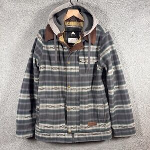 Burton Dunmore Jacket Men Small Plaid Hooded Thermolite Insulated Snowboard